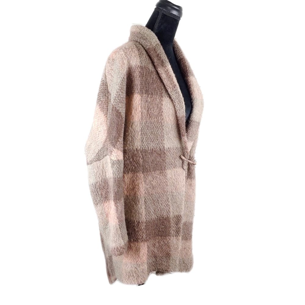 Anthropologie Moth Womens M Soft Woodland Plaid Mohair Wrap Cardigan Coat - Picture 5 of 9